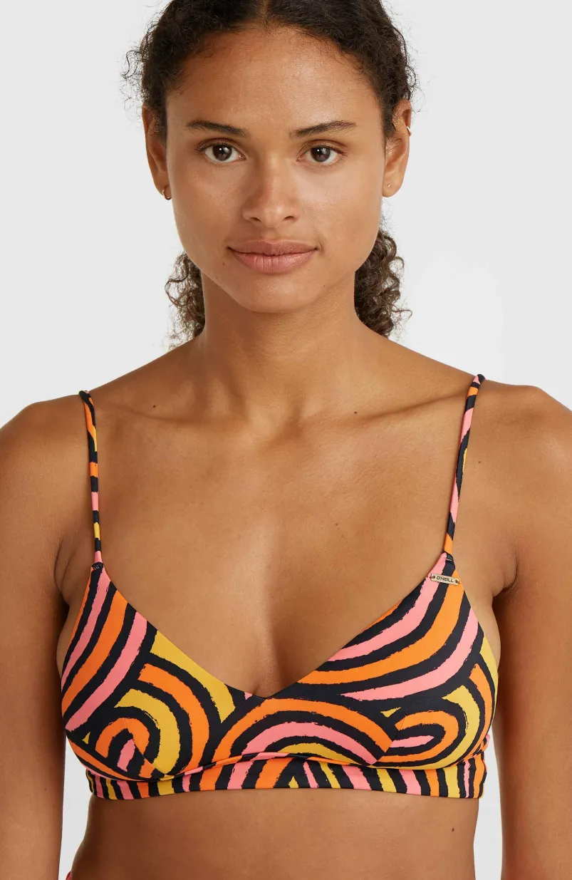 Wave Crop Bikinitop | Orange Rainbow Stripe