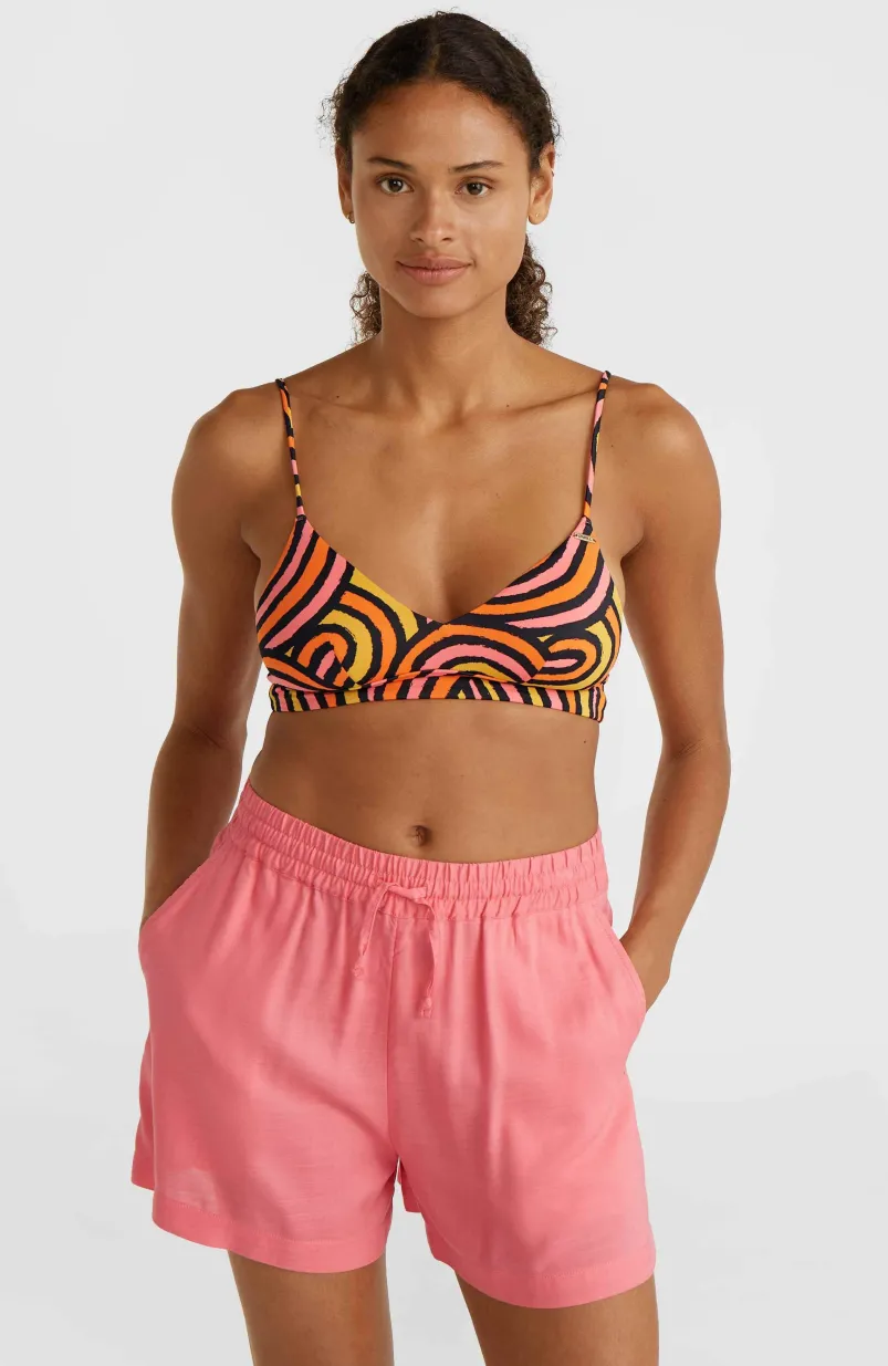 Wave Crop Bikinitop | Orange Rainbow Stripe