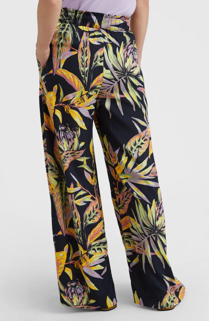 Zomerbroek Malia Met Hoge Taille | Black Tropical Flower