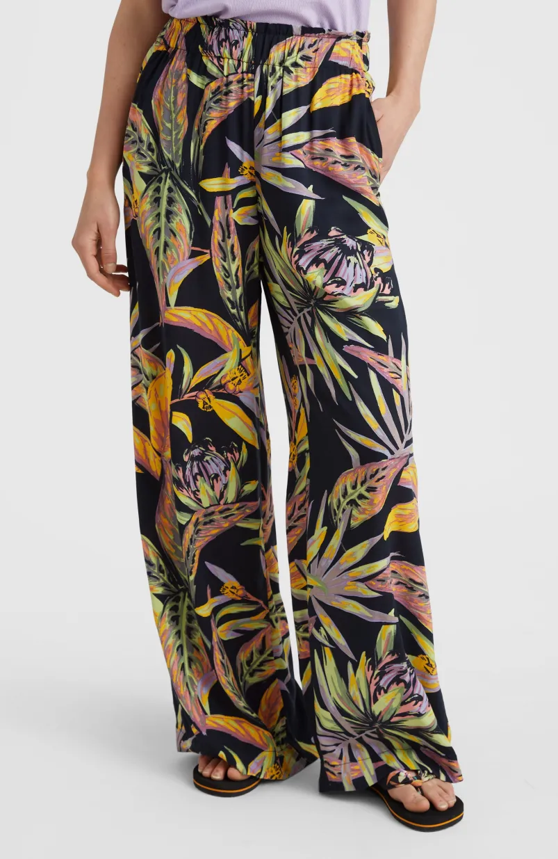 Zomerbroek Malia Met Hoge Taille | Black Tropical Flower