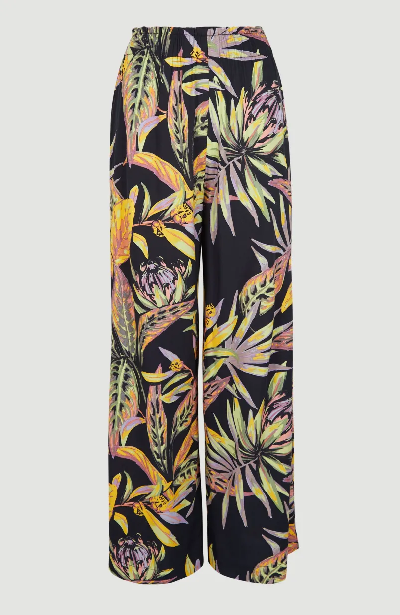 Zomerbroek Malia Met Hoge Taille | Black Tropical Flower