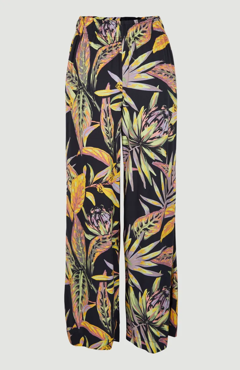 Zomerbroek Malia Met Hoge Taille | Black Tropical Flower