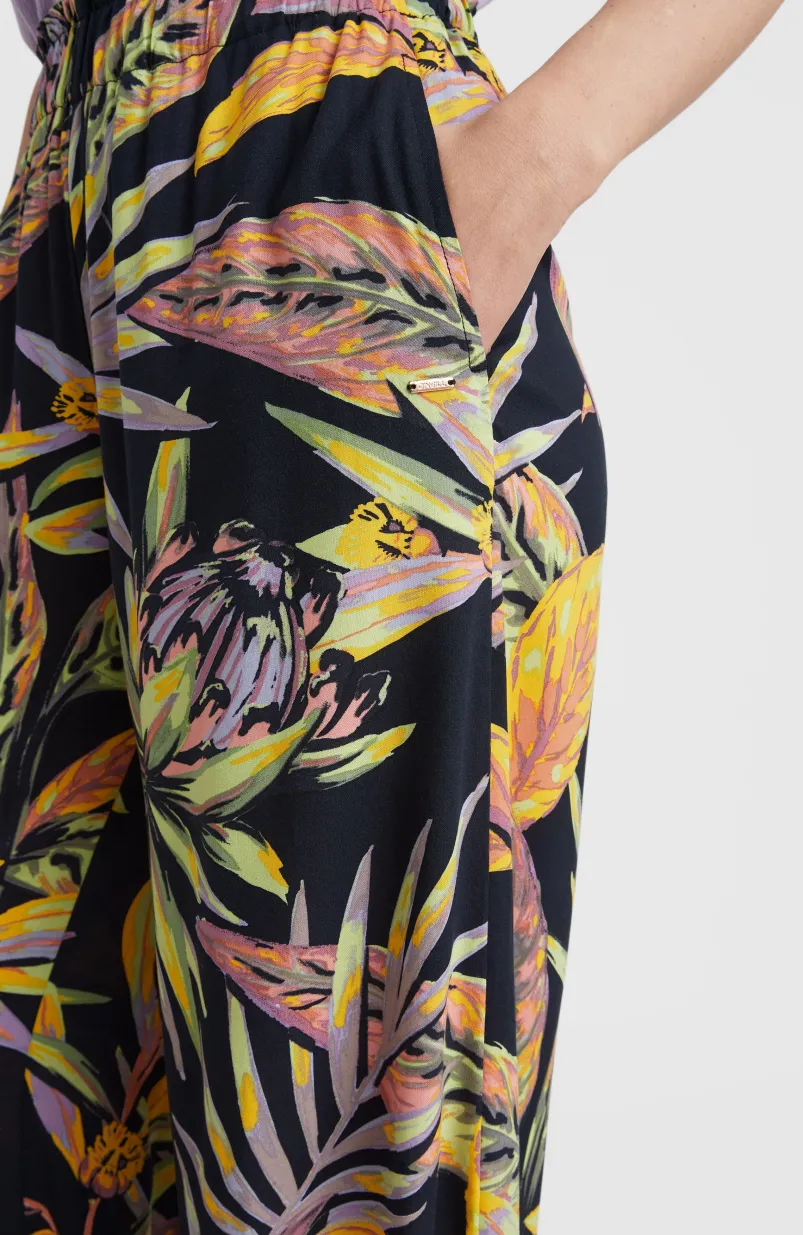 Zomerbroek Malia Met Hoge Taille | Black Tropical Flower