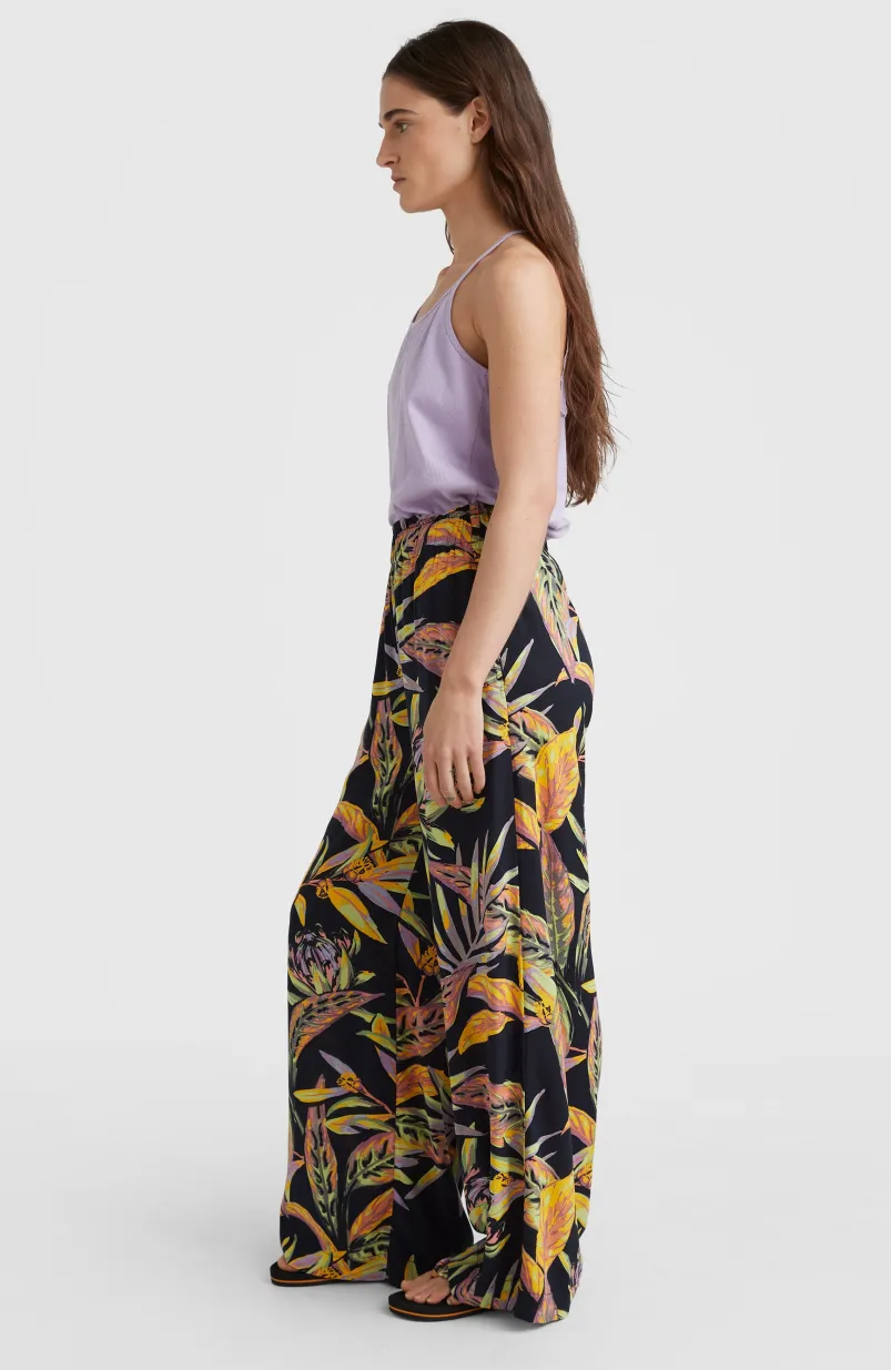 Zomerbroek Malia Met Hoge Taille | Black Tropical Flower