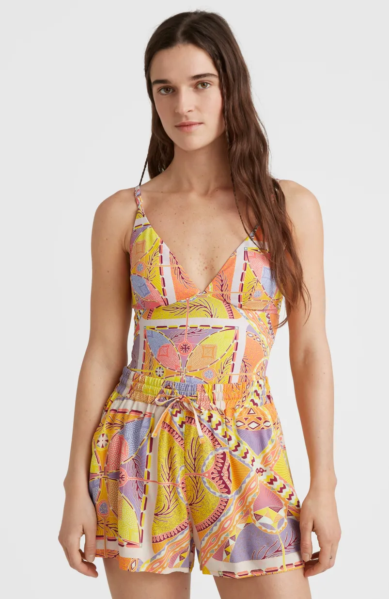 Zomershort Amiri Met Hoge Taille | Yellow Scarf Print