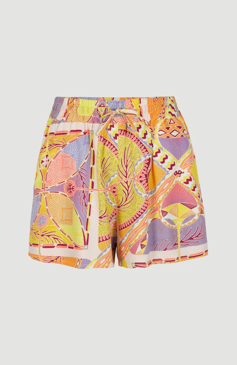 Zomershort Amiri Met Hoge Taille | Yellow Scarf Print