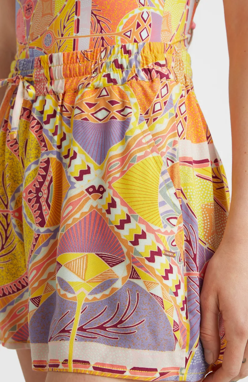 Zomershort Amiri Met Hoge Taille | Yellow Scarf Print