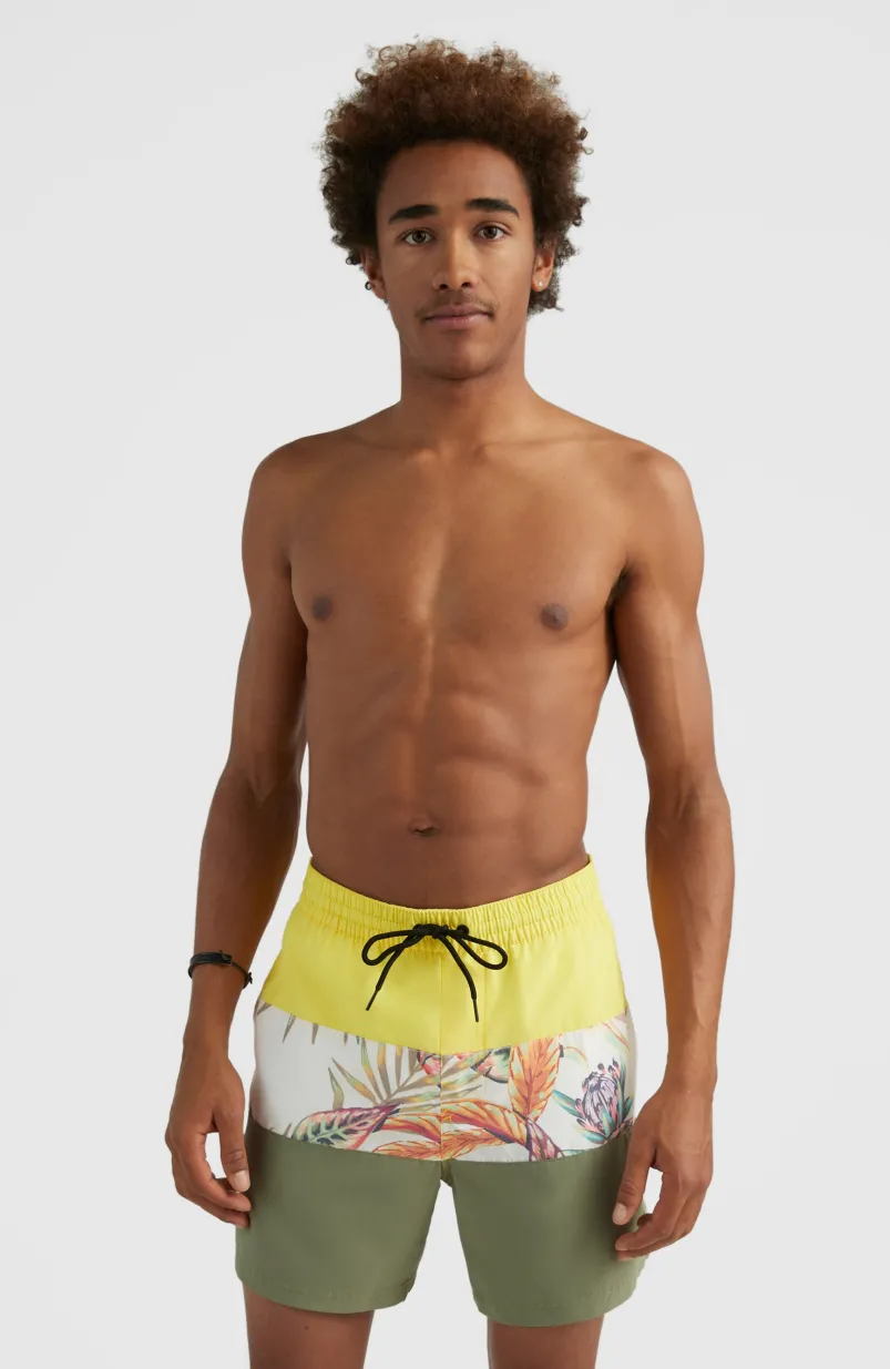 Zwemshort Cali Block 15'' | White Tropical Flower