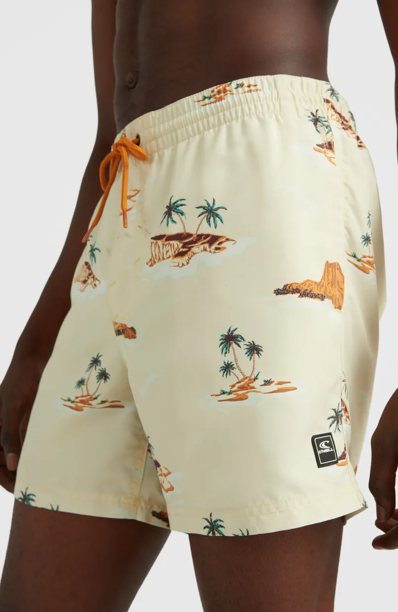 Zwemshort Cali Print 15'' | Beige Lost Island