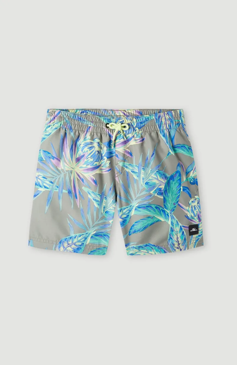 Zwemshort Cali Print 13'' | Green Tropical Flower