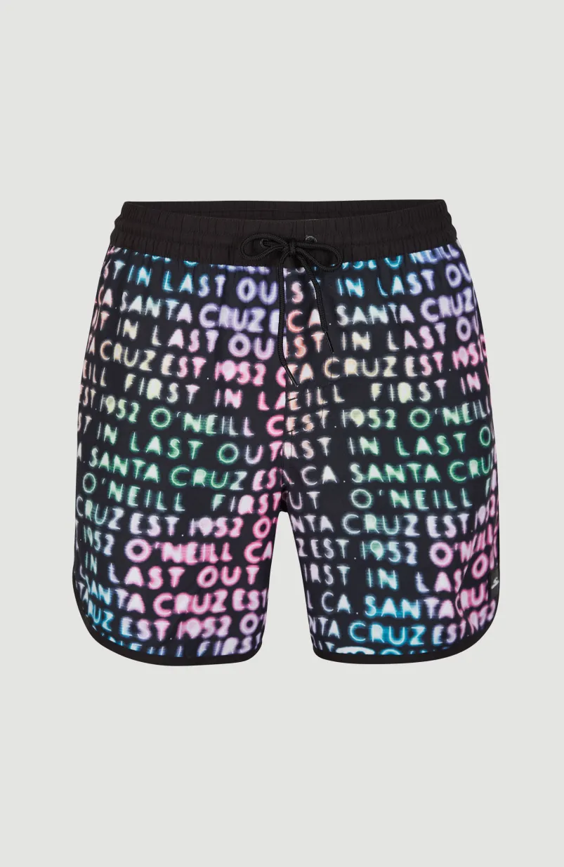 Zwemshort Scallop Neon 16'' | Black Neon Lights