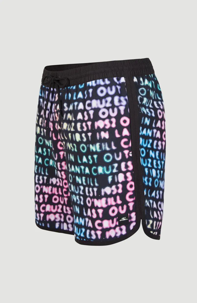 Zwemshort Scallop Neon 16'' | Black Neon Lights